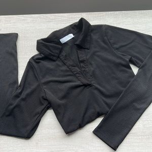 House of Harlow 1960 Black Ribbed Bodysuit XS